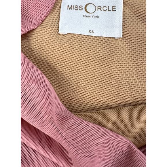 Miss Circle - Ruched Cut Out Asymmetrical Mesh Mini Dress in Pink - Picture 2 of 3